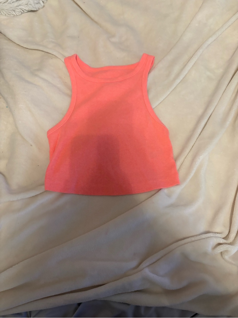 Target Neon Coral Ribbed Crop Tank Top